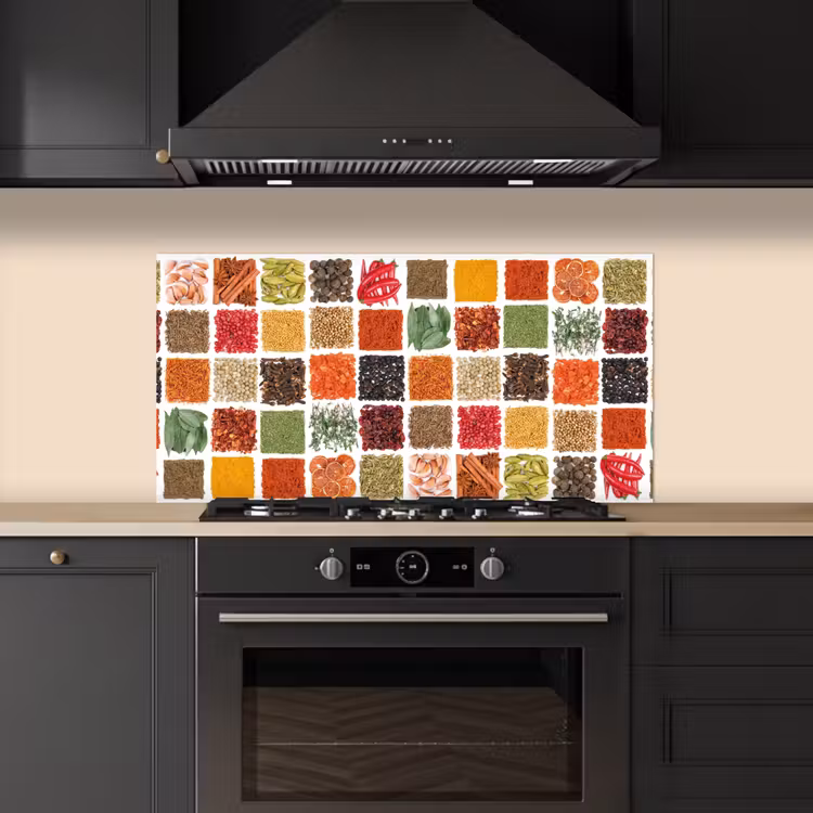 Vierkanten - Specerijen - Kruiden - Grafisch keuken achterwand spatscherm middel -sfeer1