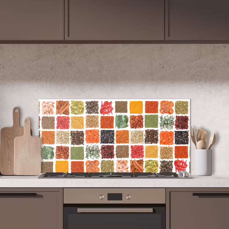 Vierkanten - Specerijen - Kruiden - Grafisch keuken achterwand spatscherm middel -sfeer2