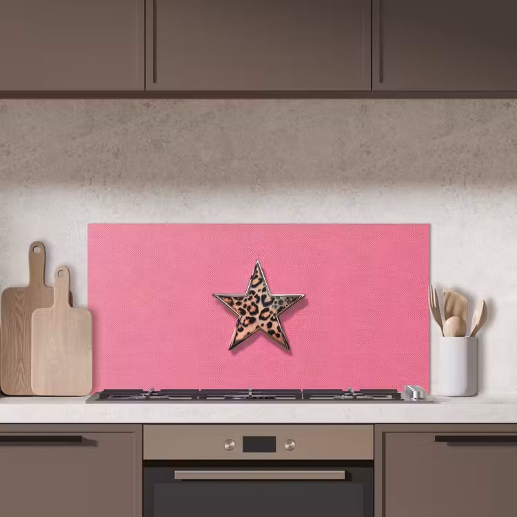 Ster - Luipaard - Print - Roze keuken achterwand spatscherm middel -sfeer2