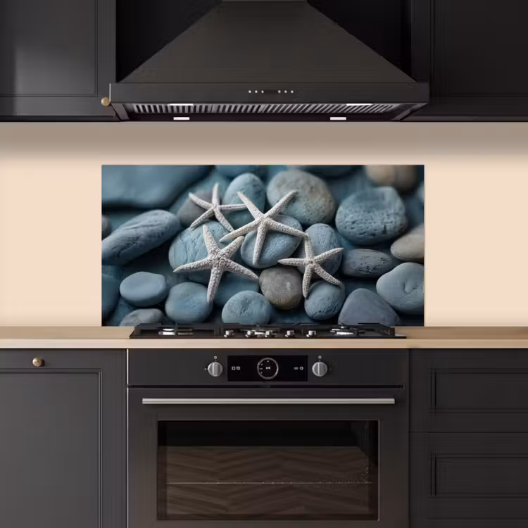 Zeesterren - Stenen - Wit keuken achterwand spatscherm middel -sfeer1