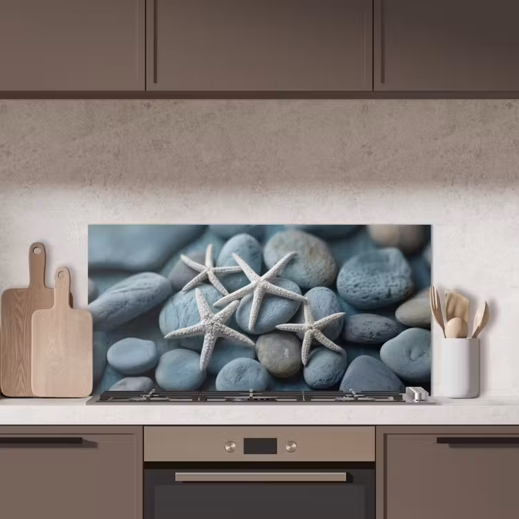 Zeesterren - Stenen - Wit keuken achterwand spatscherm middel -sfeer2