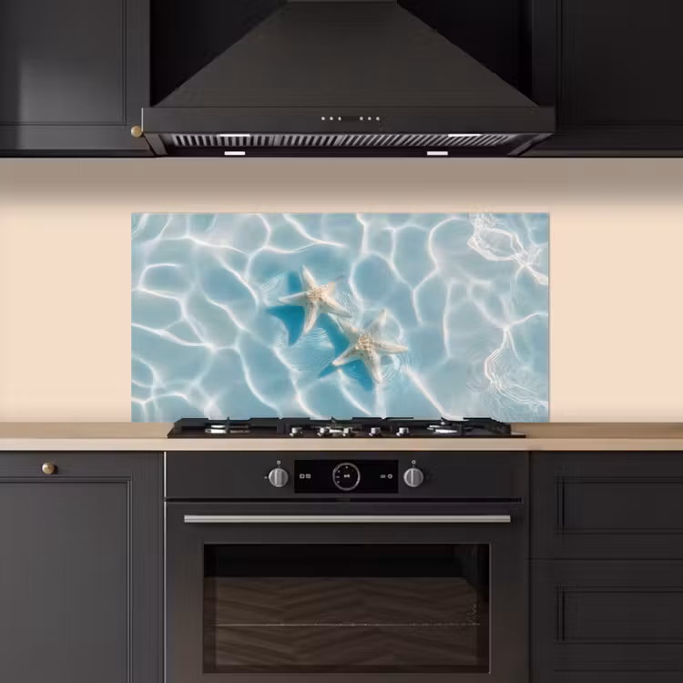 Zeesterren - Golvend water - Rustgevend keuken achterwand spatscherm middel -sfeer1
