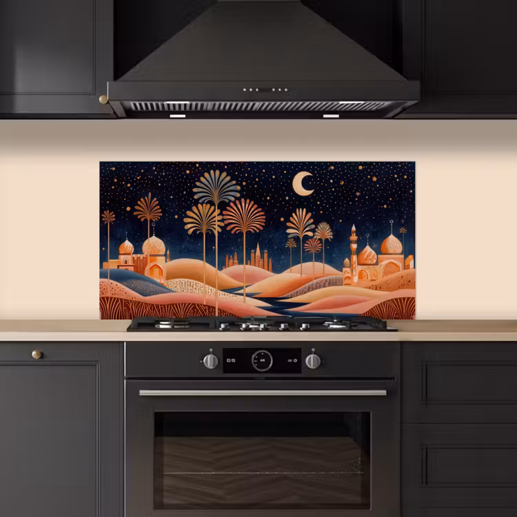 Sterrenhemel - Palmen - Rivier keuken achterwand spatscherm middel -sfeer1