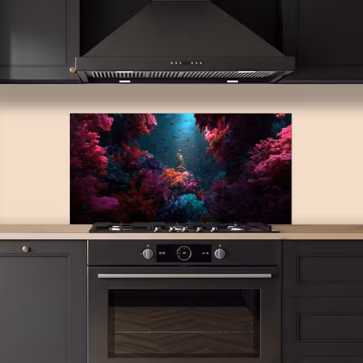 Standbeeld - Zeebodem - Koraal - Kleurrijk keuken achterwand spatscherm middel -sfeer1