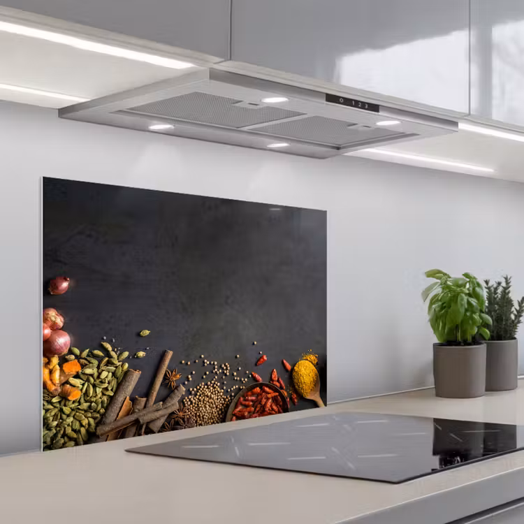 Stilleven van Specerijen en Aroma's keuken achterwand spatscherm middel -3d_schuin