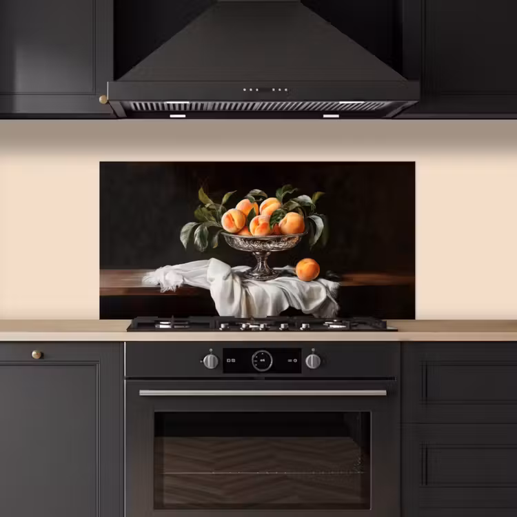 Stilleven - Perziken - Vintage keuken achterwand spatscherm middel -sfeer1