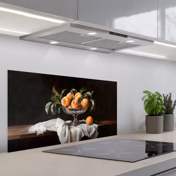 Stilleven - Perziken - Vintage keuken achterwand spatscherm middel -3d_schuin