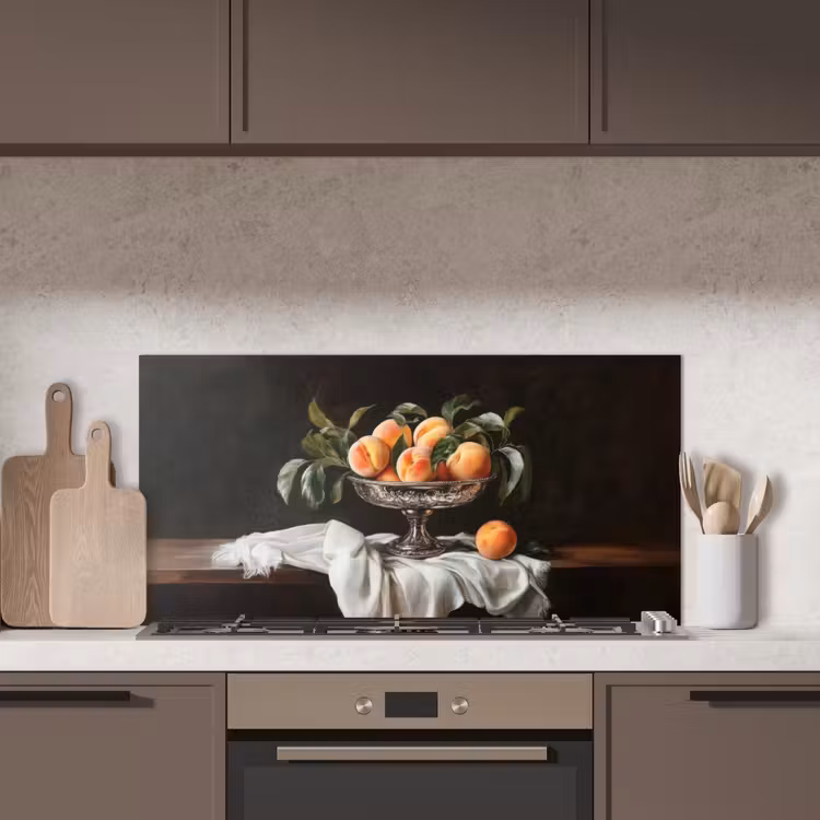 Stilleven - Perziken - Vintage keuken achterwand spatscherm middel -sfeer2