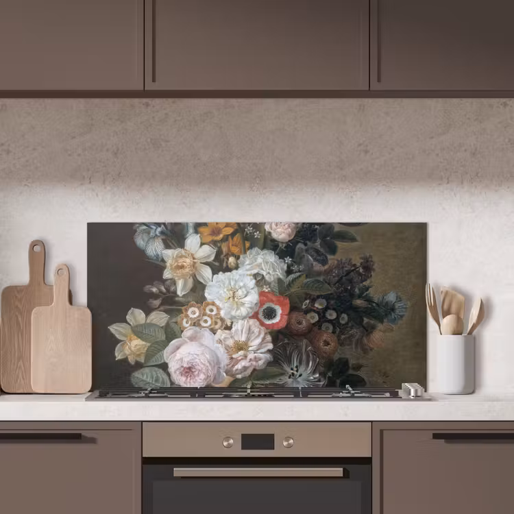 Stilleven met bloemen - Schilderij van Eelke Jelles Eelkema keuken achterwand spatscherm middel -sfeer2