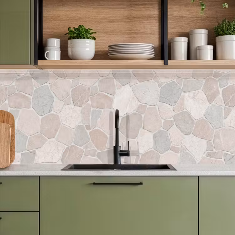 Steen - Patroon - Textuur - Beige keuken achterwand 2 middel -sfeer3