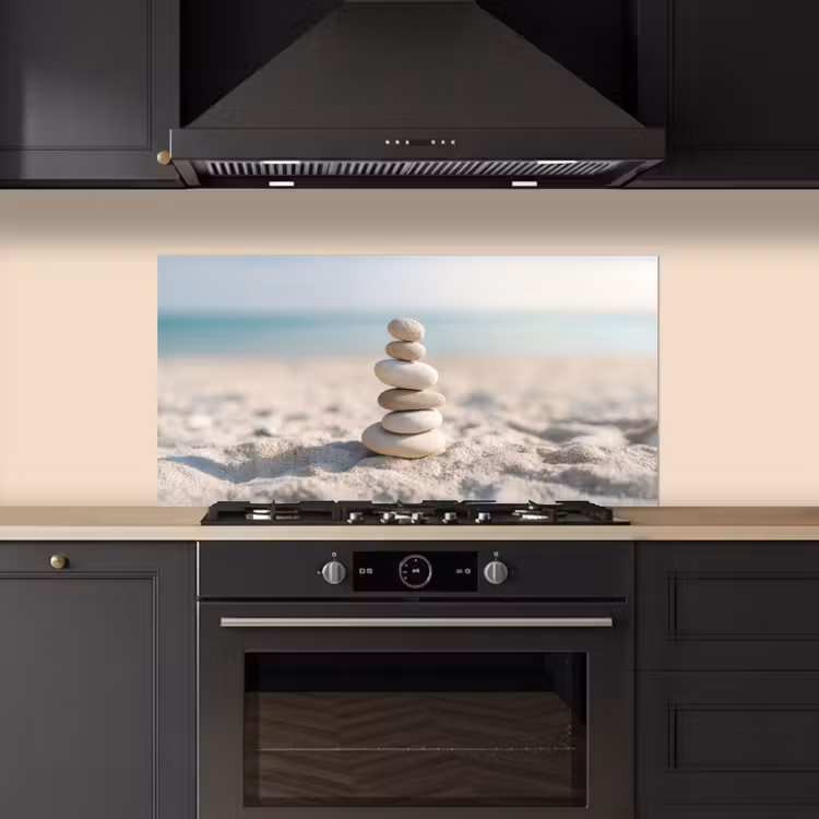 Stenen - Stapel - Zand - Zee keuken achterwand spatscherm middel -sfeer1