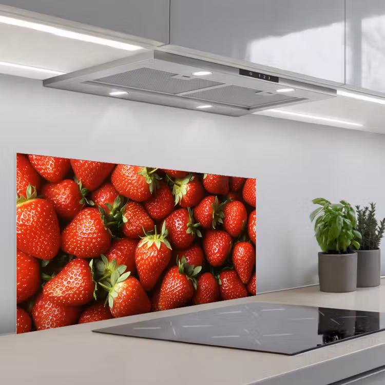 Aardbei - Fruit - Rood keuken achterwand spatscherm middel -3d_schuin