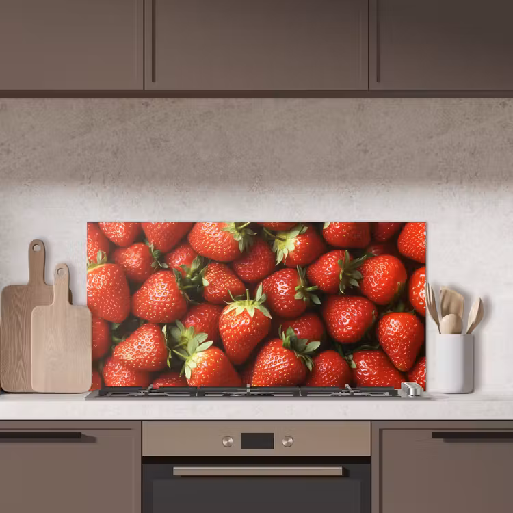 Aardbei - Fruit - Rood keuken achterwand spatscherm middel -sfeer2