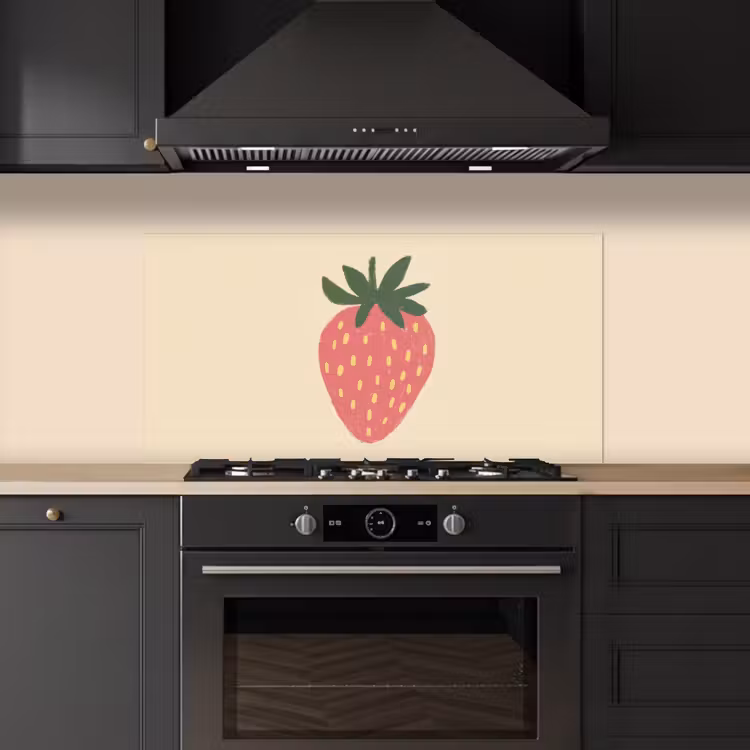 Aardbei - Minimalistisch - Rood - Fruit keuken achterwand spatscherm middel -sfeer1