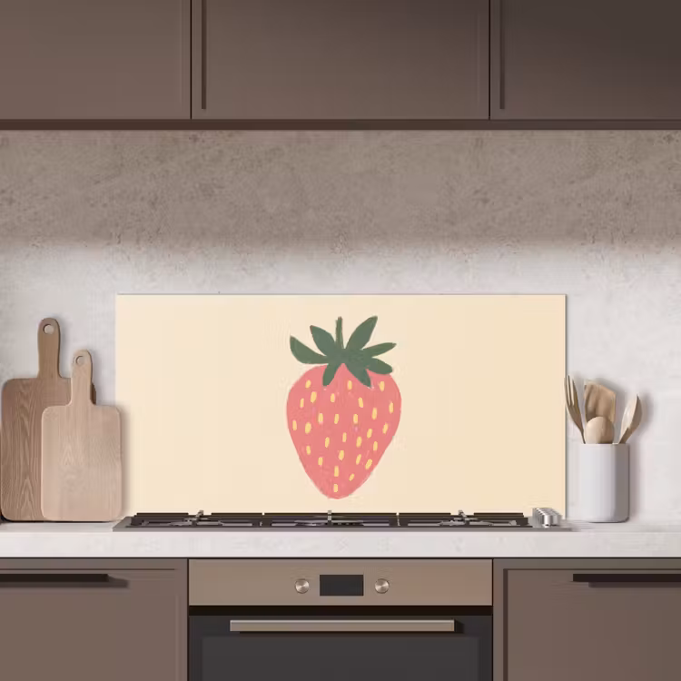 Aardbei - Minimalistisch - Rood - Fruit keuken achterwand spatscherm middel -sfeer2