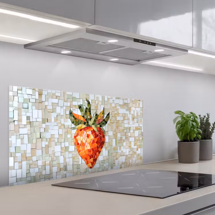 Aardbei - Rood - Mozaïek - Fruit keuken achterwand spatscherm middel -3d_schuin
