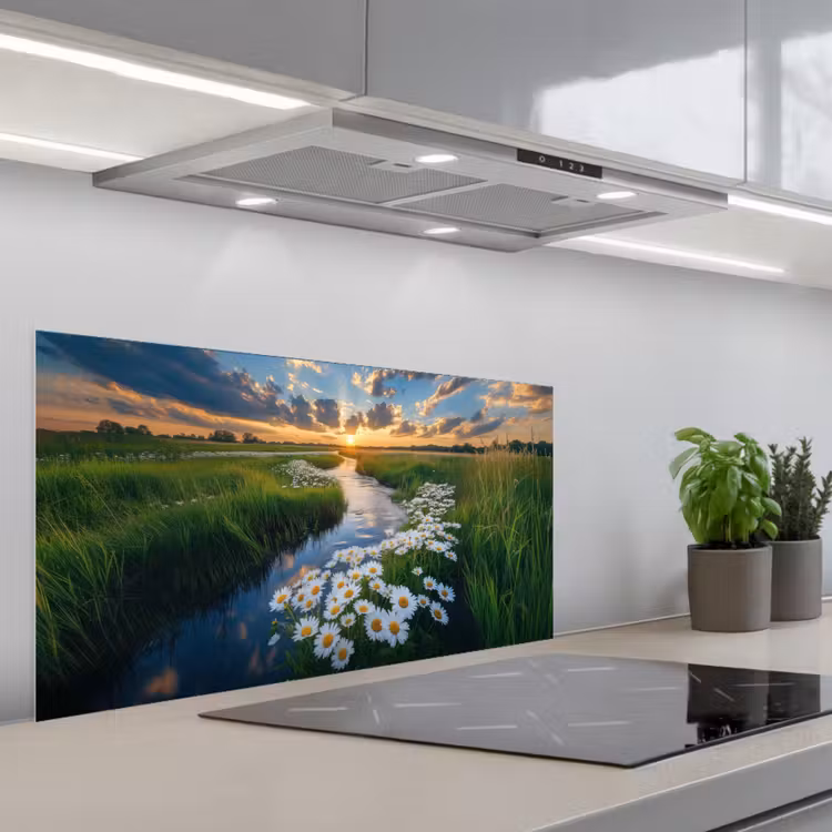 Beekje - Landschap - Margriet keuken achterwand spatscherm middel -3d_schuin