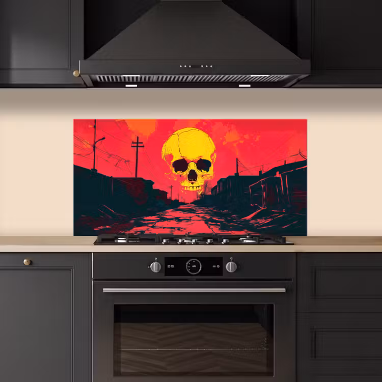 Straat - Verlaten - Schedel - Geel keuken achterwand spatscherm middel -sfeer1