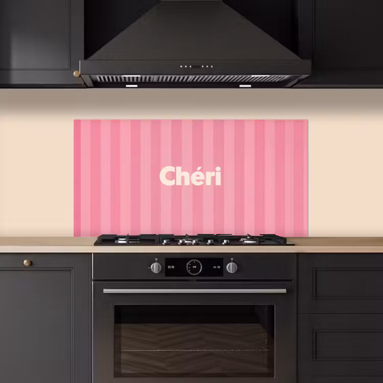 Gestreept - Roze - Chéri keuken achterwand spatscherm middel -sfeer1