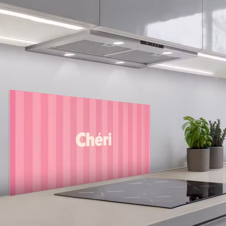 Gestreept - Roze - Chéri keuken achterwand spatscherm middel -3d_schuin