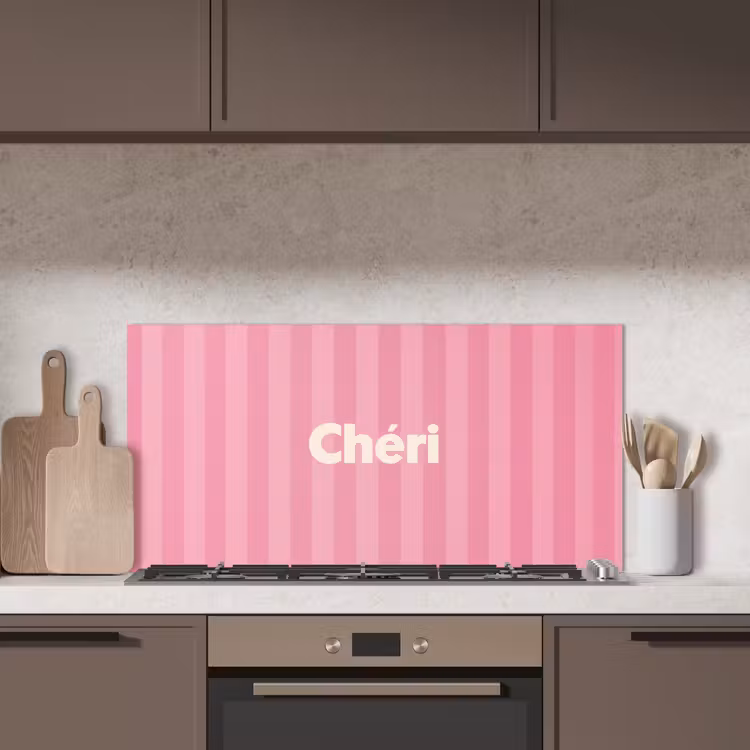 Gestreept - Roze - Chéri keuken achterwand spatscherm middel -sfeer2