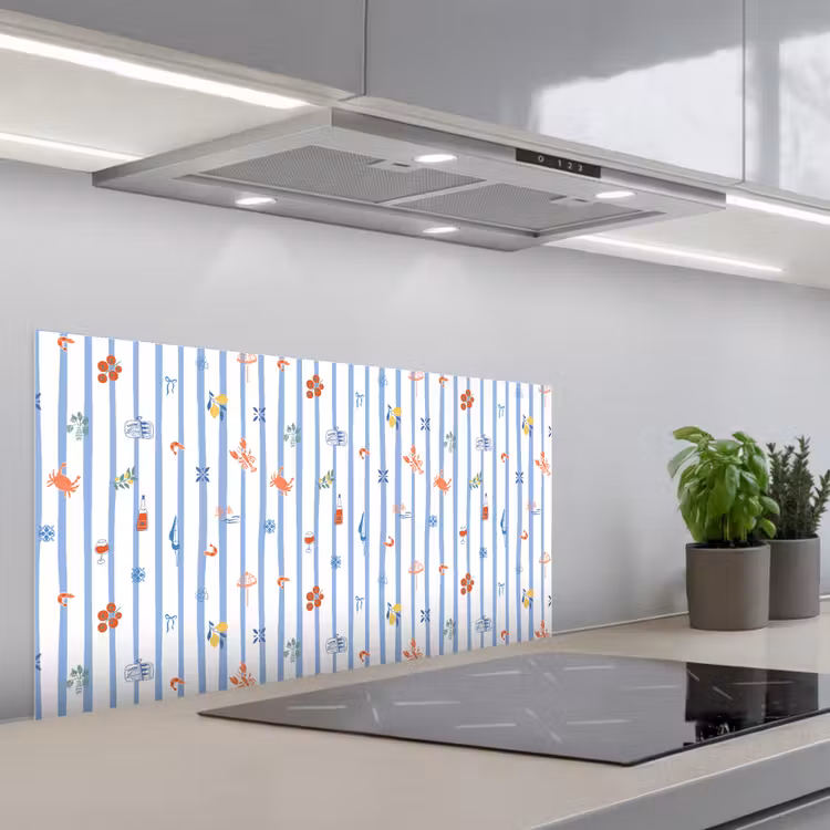 Zee - Sfeer - Strand - Blauw keuken achterwand spatscherm middel 899 -3d_schuin