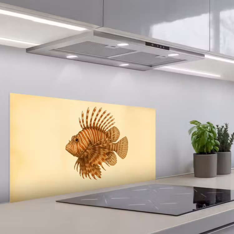 Strepen - Vis - Rond - Stekels keuken achterwand spatscherm middel -3d_schuin