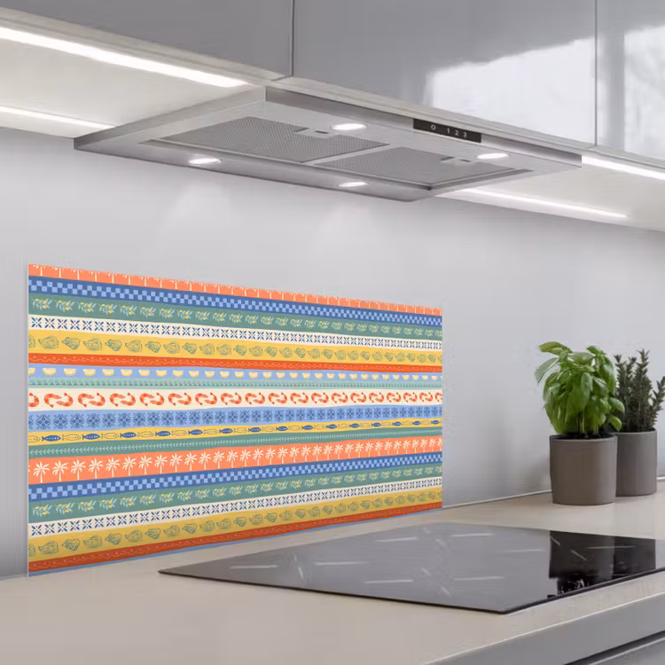 Zee - Sfeer - Oester - Garnaal keuken achterwand spatscherm middel 899 -3d_schuin