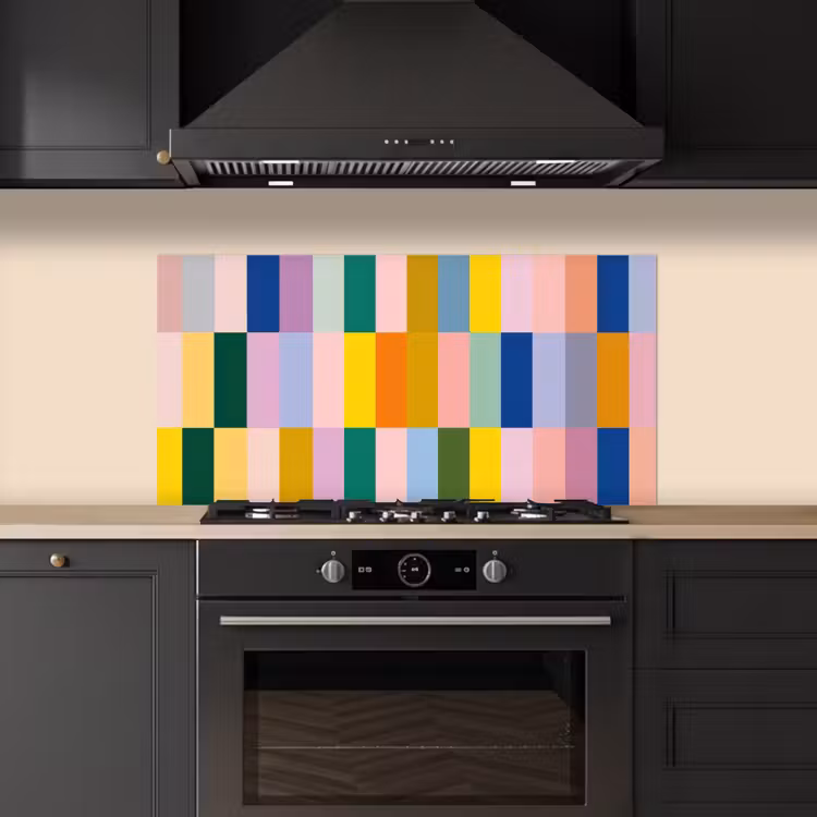 Stroken - Blauw - Patroon - Abstract keuken achterwand spatscherm middel -sfeer1