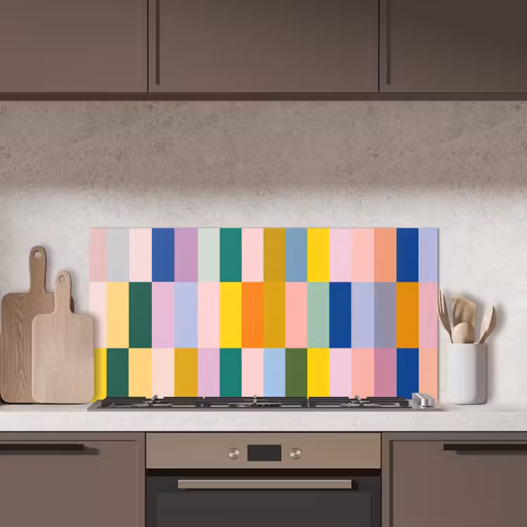 Stroken - Blauw - Patroon - Abstract keuken achterwand spatscherm middel -sfeer2