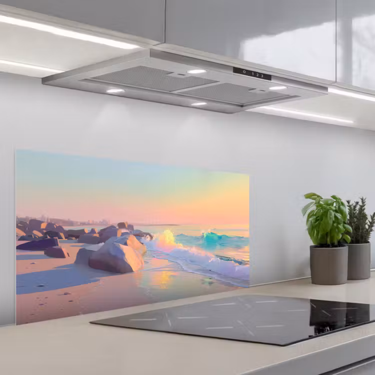 Zomerlicht - Strand - Fonkelende accenten keuken achterwand spatscherm middel -3d_schuin