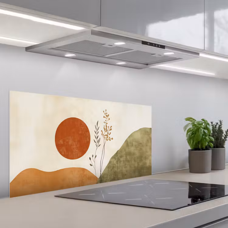Zon - Abstract - Takken - Oranje keuken achterwand spatscherm middel -3d_schuin