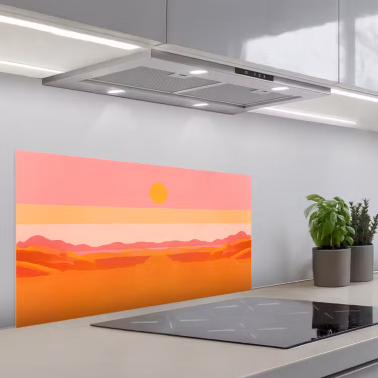 Zon - Abstract - Landschap - Oranje keuken achterwand spatscherm middel -3d_schuin