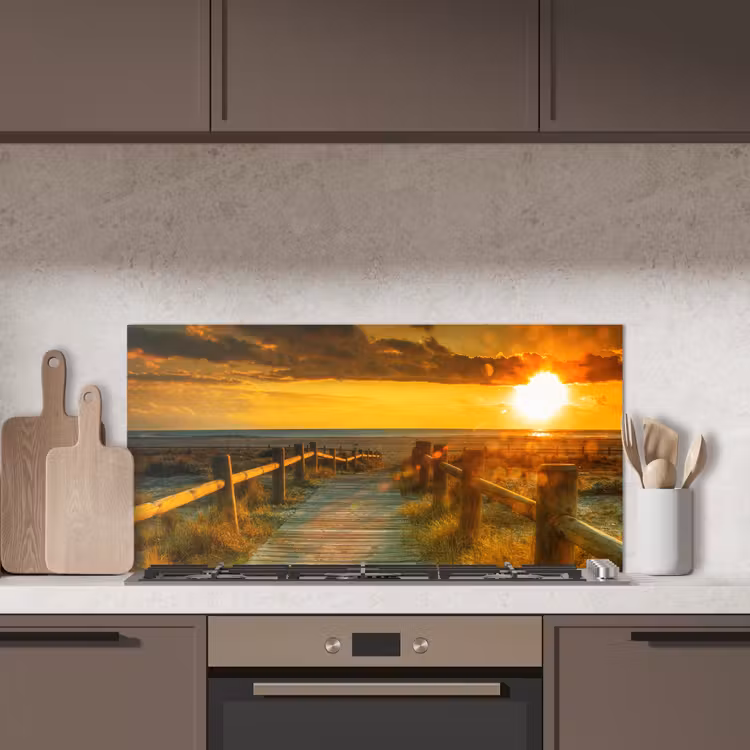 Zon - Strand - Duin - Horizon - Gras - Pad - Oranje keuken achterwand spatscherm middel -sfeer2