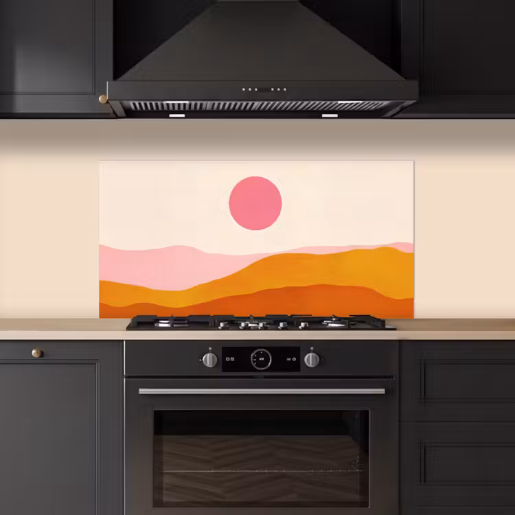 Zon - Heuvels - Abstract - Roze keuken achterwand spatscherm middel -sfeer1