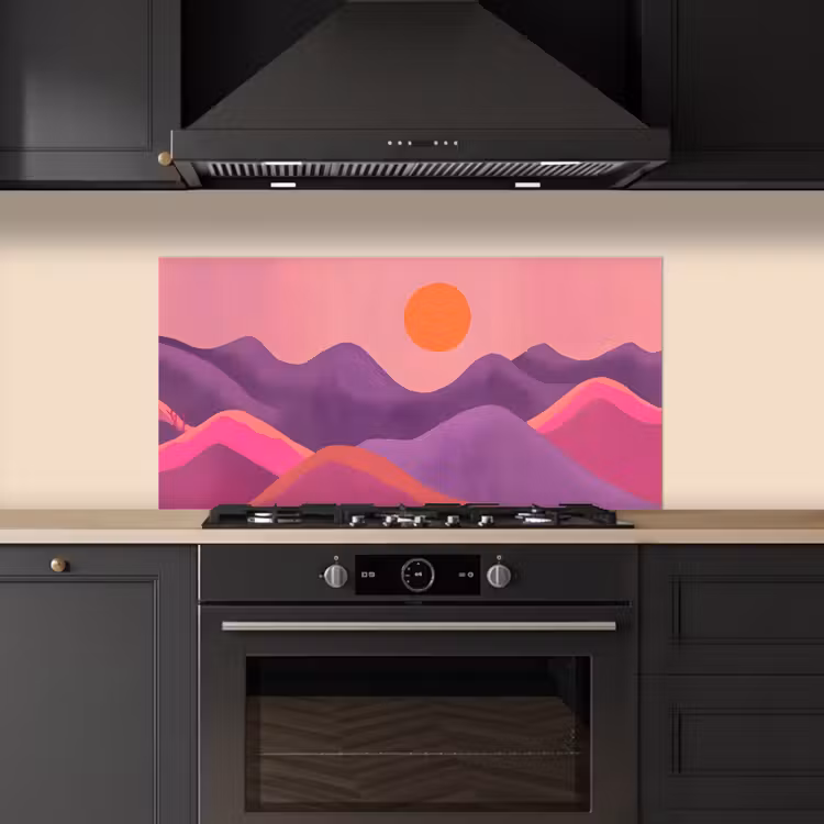 Zon - Heuvels - Paars - Abstract keuken achterwand spatscherm middel -sfeer1