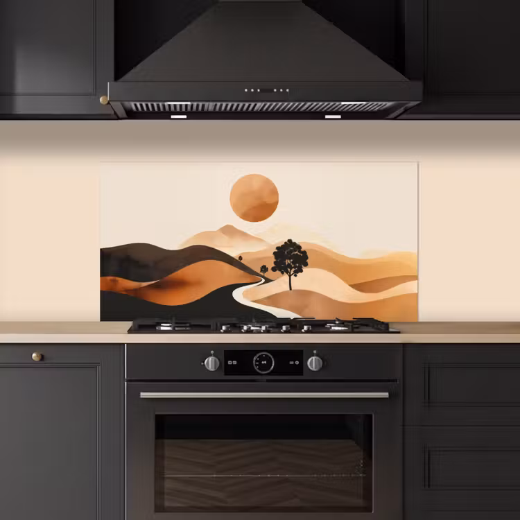 Zon - Heuvels - Boom - Abstract keuken achterwand spatscherm middel -sfeer1