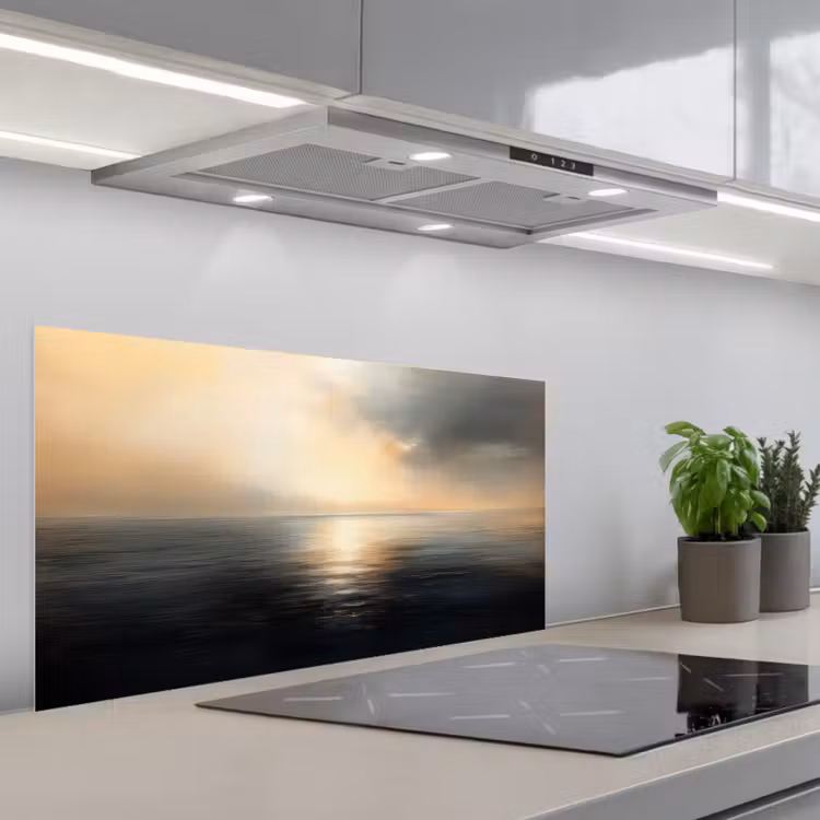 Zon - Horizon - Zee keuken achterwand spatscherm middel -3d_schuin