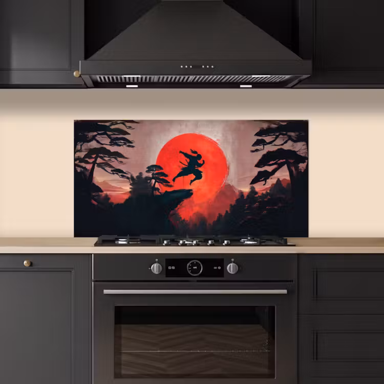 Zon - Krijger - Bomen - Bergen keuken achterwand spatscherm middel -sfeer1