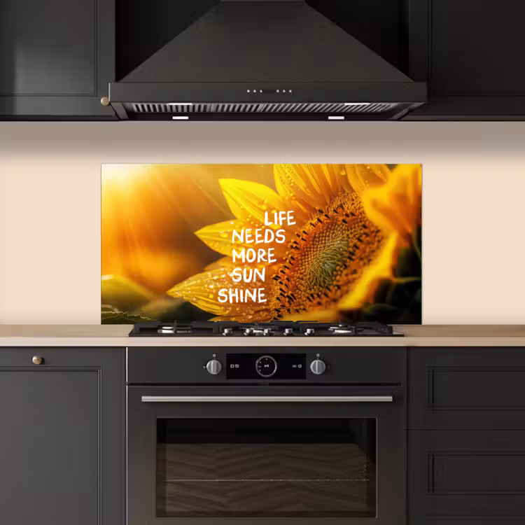 Zonnebloem - Close up - Geel - Quote keuken achterwand spatscherm middel -sfeer1