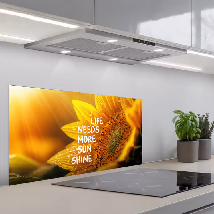 Zonnebloem - Close up - Geel - Quote keuken achterwand spatscherm middel -3d_schuin