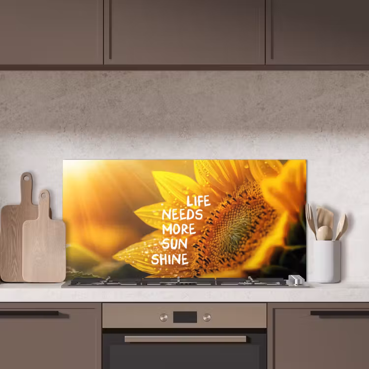 Zonnebloem - Close up - Geel - Quote keuken achterwand spatscherm middel -sfeer2