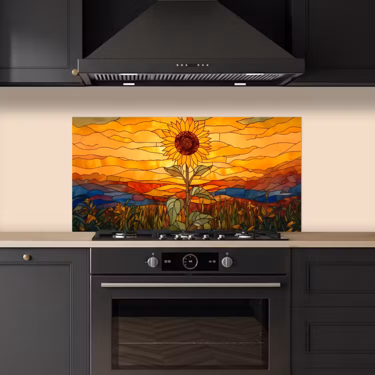 Zonnebloem - Mozaïek - Zonsondergang - Geel keuken achterwand spatscherm middel -sfeer1