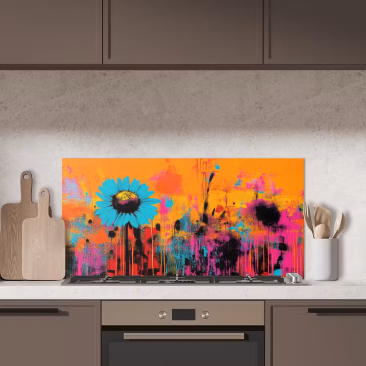 Zonnebloemen - Abstract - Oranje keuken achterwand spatscherm middel -sfeer2