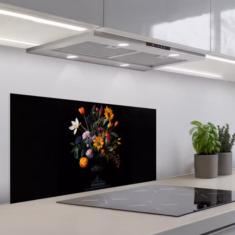 Zonnebloemen - Boeket - Kleurrijk keuken achterwand spatscherm middel -3d_schuin