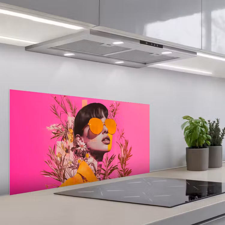 Zonnebril - Oranje - Vrouw - Planten keuken achterwand spatscherm middel -3d_schuin