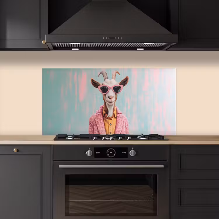 Zonnebril - Roze - Geit - Horen keuken achterwand spatscherm middel -sfeer1