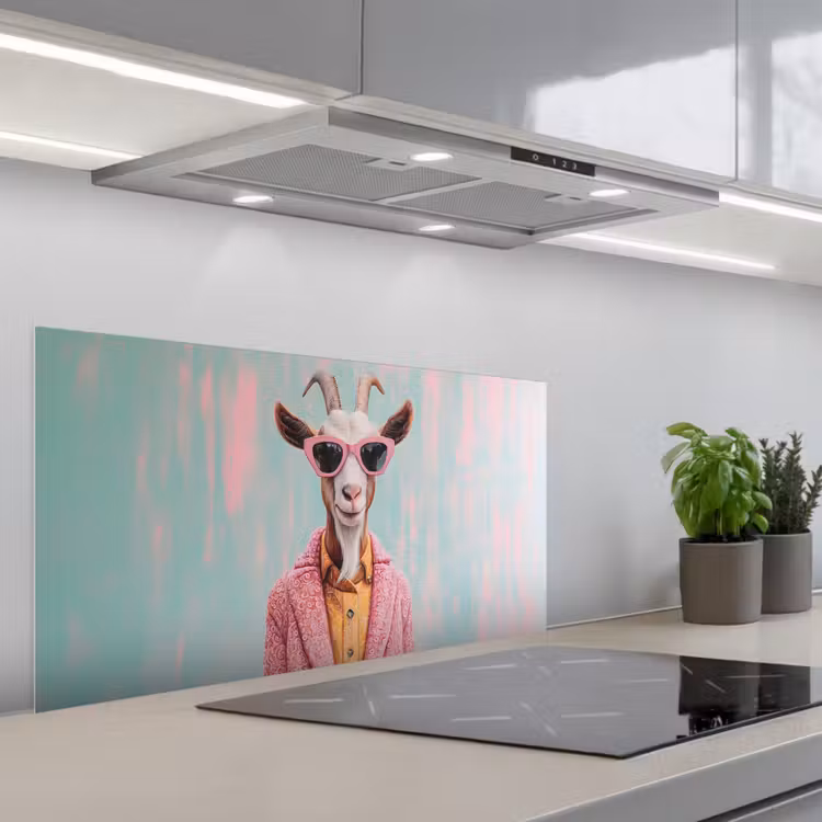 Zonnebril - Roze - Geit - Horen keuken achterwand spatscherm middel -3d_schuin
