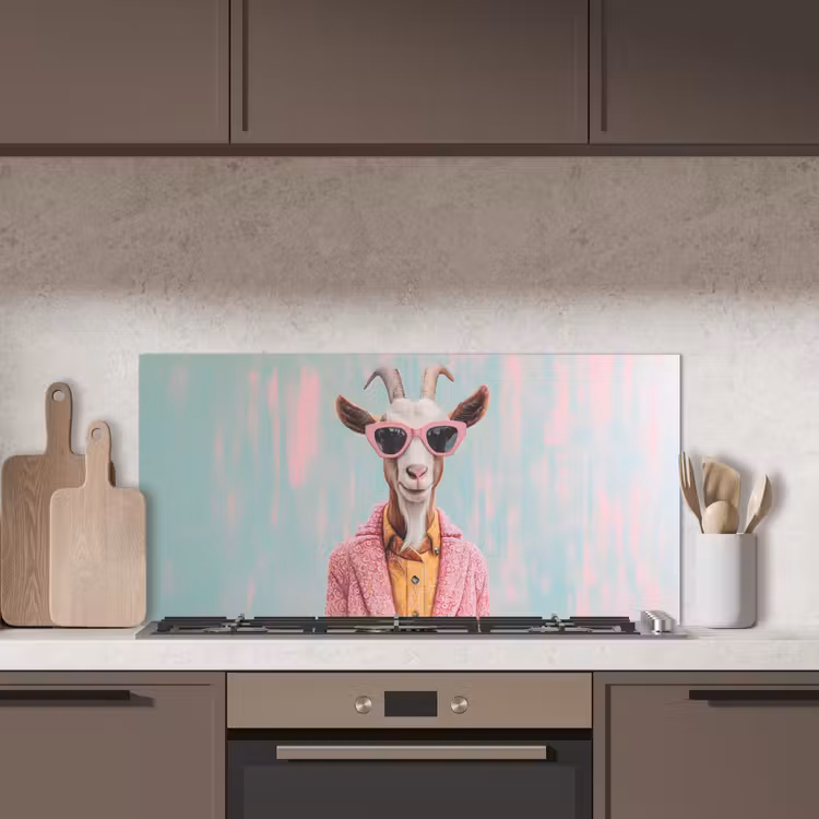 Zonnebril - Roze - Geit - Horen keuken achterwand spatscherm middel -sfeer2