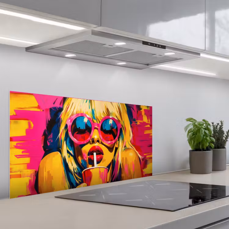 Zonnebril - Roze - Vrouw - Rietje keuken achterwand spatscherm middel -3d_schuin